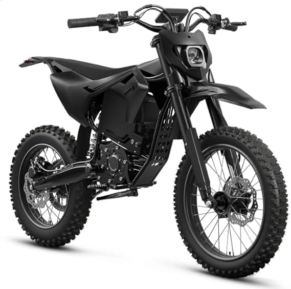 QRONGE X1 Spark Electric Dirt Bike, 4500W Peak Electric Bicycle, 60V 28.8Ah Up to 50MPH & 60 Miles Electric Motorcycle, 17"/14" Off-Road Tire E-Dirt Bike for Adults Teens(L-Black)