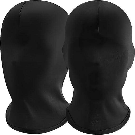 2pcs Black Full Face Mask, Halloween Full Black Mask, Spandex Hood for Unisex Cosplay, Faceless Skin Masks Halloween Dress Up for Cosplay Halloween Party Costume Unisex Men Women