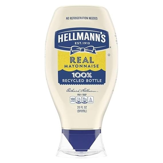 Hellmanns Real Mayonnaise Spread, 20 Fluid Ounce Squeeze Bottle -- 12 per case.