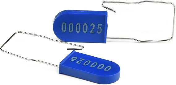 100pcs Security Metal Wire Padlocks, Plastic Security Seals Disposable Anti-Tamper Tag Locks with Numbered Anti Tamper Tag Hasps (Blue, 100pcs)
