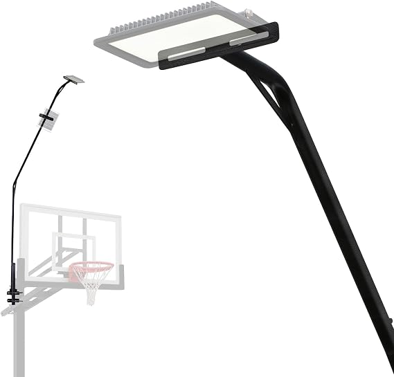 Basketball Hoop Light Support Frame Universal Fit for 12x8 8x6 6x6 5x5 Poles Solar Light Mounting Bracket Sturdy Galvanized Steel Labor Saving Arm Design (Light Not Included)