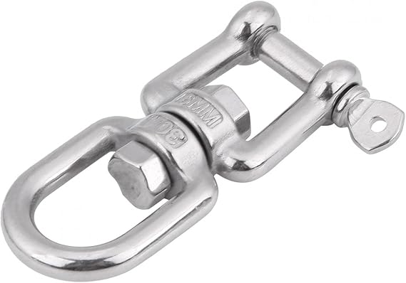 Heavy Duty Swivel Link, Heavy Duty 304 Stainless Steel Swivel Eye ing Snap Hooks Rolling Shackle Device Marin with Key Rings Silver(6mm)