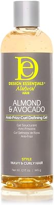 Design Essentials Natural Almond & Avocado Anti-frizz Curl Defining Gel, white, 12 Fl Oz
