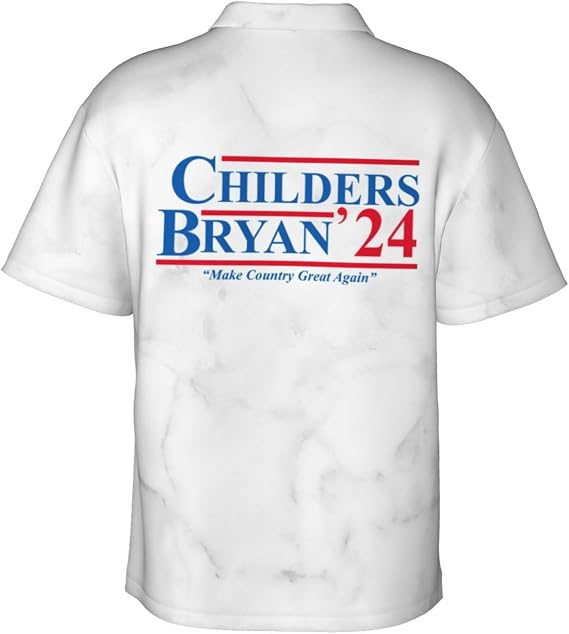 HILLBACK Childers Bryan 2024 Make Country Great Again Gifts for Women Men - Mens Hawaiian Shirts for Men Casual Button Down Beach Shirts Mens Short Sleeve Shirts-Large Black