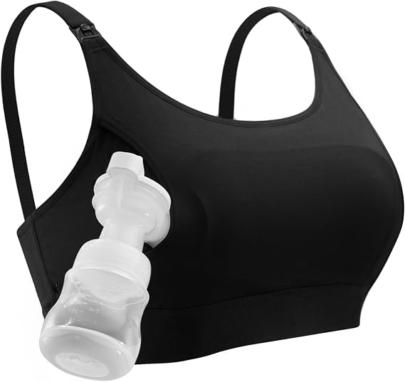 momcozy Hands Free Pumping & Nursing Bra in One, Cotton Adjustable Breast-Pumps Holding and Nursing Bras