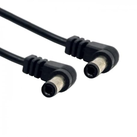cablecc DC Power 5.5 x 2.1mm / 2.5mm Male to 5.5 2.1/2.5mm Male Plug Cable Right Angled 90 Degree 60cm 24AWG