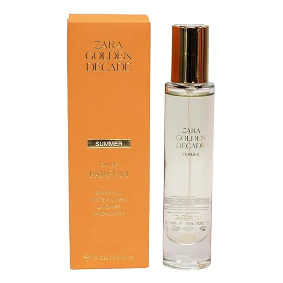 Zara Golden Decade Summer Eau De Parfum for Women 30ML (1.0 fl. oz) Elegant Floral Scent with Jasmine, Orange Blossom & Mandarin Sweet & Addictive with a Touch of Lavender
