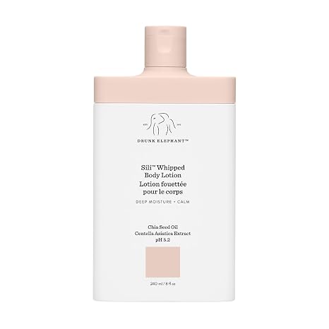 Drunk Elephant Sili Whipped Body Lotion - 240 ml/8 fl oz - Rich Daily Moisturizing Lotion - Clean Clinical Skincare - Cruelty-Free - Free of Essential Oils, Silicones, and Fragrance