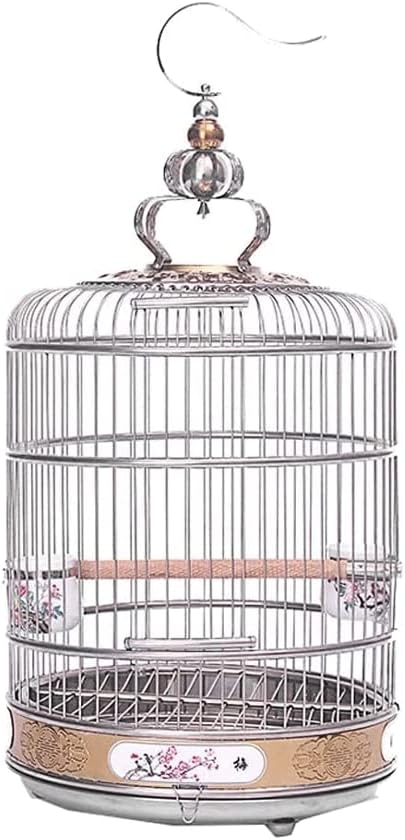 Elegant Birdcage Wrought Iron Birdcages Round Metal Birdcage Large Bird Cages Simple Retro Bird Carriers for Home Garden Exquisite Beautiful,Plum 38cm/14.9in