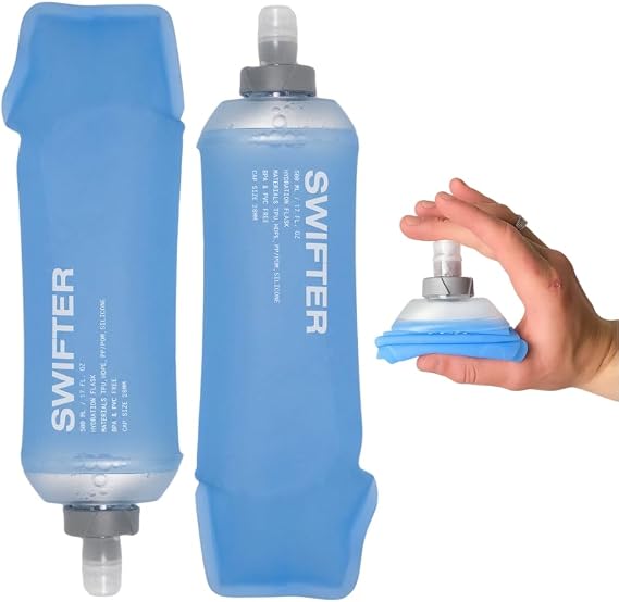 SWIFTER 2x Soft Flask 500ml | Collapsible Running Water Bottle | Handheld or in Vest | Leakproof | Trail Hydration Flask | Soft Water Bottle for Marathon, Hiking