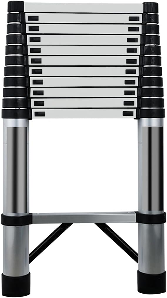 Telescoping Ladder 16ft, Extension Ladder, Stainless Steel Collapsible Ladder, Folding Telescope Ladder with Locking Mechanism, for RV Home Outdoor Work, 330lbs