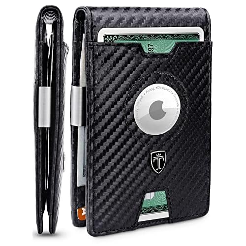 TRAVANDO AirTag Wallet Mens Wallet with Money Clip Air Tag Wallet Card Holder RFID Blocking Bifold Gifts for Men