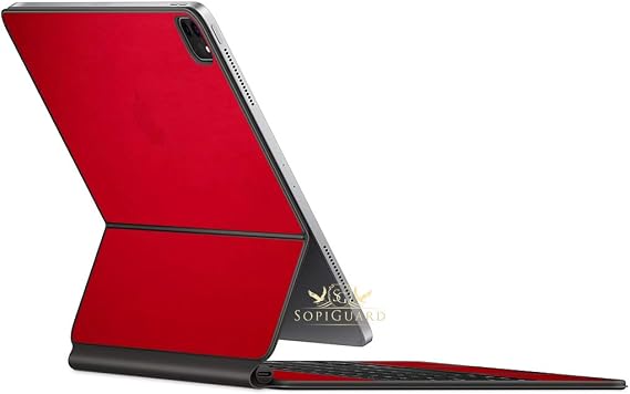 SopiGuard Skin for iPad Pro Magic Keyboard 12.9 (iPad Pro A2229) Precision Edge-to-Edge Vinyl Sticker Top, Keyboard, and Rear Panel (APA Satin Red)
