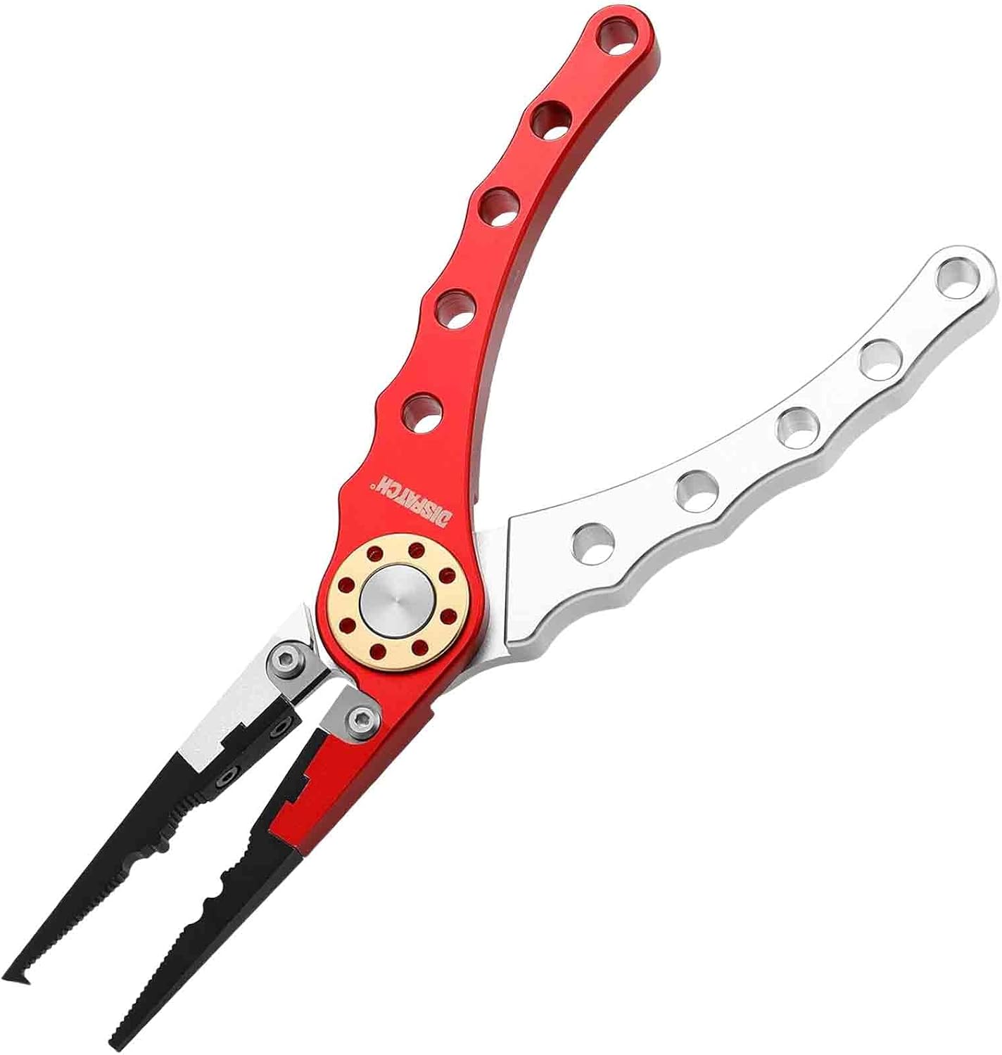 7.8 Saltwater Fishing Pliers with Needle Nose Jaws - Aluminum Grip, Tungsten Cutters | Fishing Tackle Gifts, Fishing Multitool, RedWhite