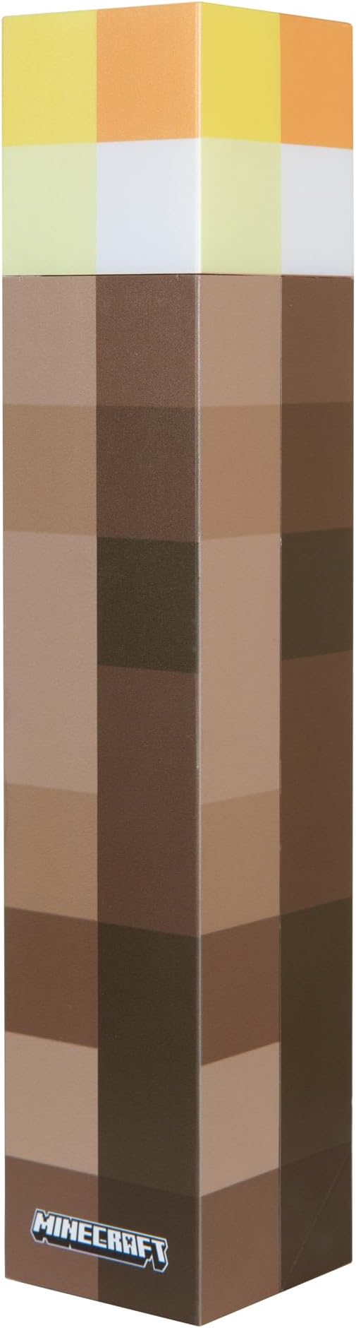 Minecraft: LED Torch - 11" Brownstone Pixels Torch Replica, 4 Light Options, Wall-Table Mounting, USB Charging, Game Themed Night Light Lamp, Licensed