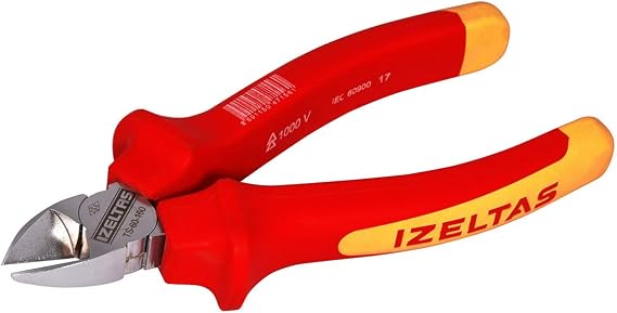 İzeltaş Yan Keski Elektrikçi İzoleli, 1000 V, Kırmızı/Siyah, 140 Mm