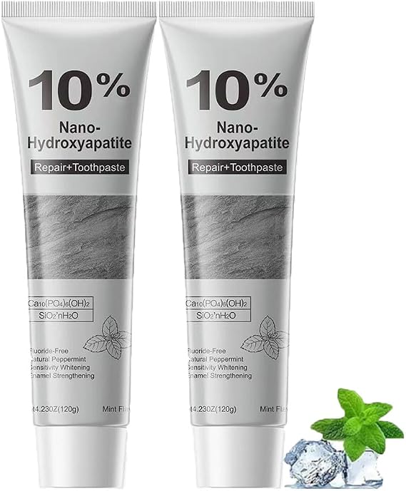 10% Nano-Hydroxyapatite Toothpaste, Remineralizing Toothpaste, Whitening Toothpastes for Strengthening and Protecting Tooth Enamel, Stain Removal Natural, Mint Flavor (2)