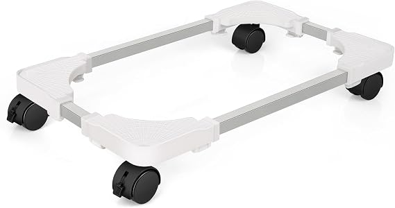 Liitrton Mobile CPU Stand Adjustable PC Stand Fits Most PC Towers, White | Adjustable Length & Width, 4 Caster Wheels PC Floor Stand for Carpet Fits Office, Gaming Computer Case