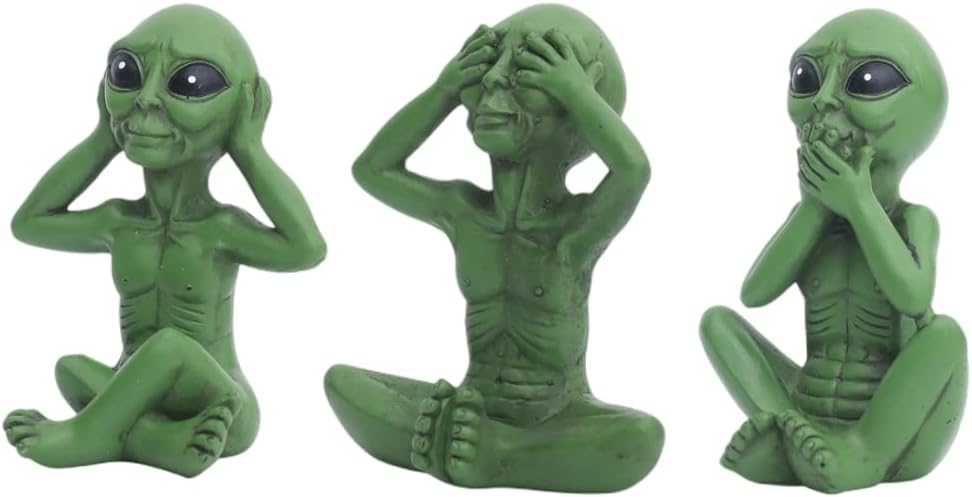 3 Pcs Garden Alien Statue, DIY Resin Figurine Garden Ornament for Patio, Lawn, Garden Decor Indoor Outdoor Home Office Decorations Collection Green