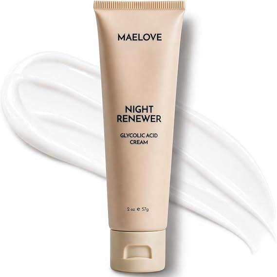 MAELOVE Night Renewer Night Cream with 2-in-1 Glycolic Acid Treatment, Unscented, For Sensitive Skin