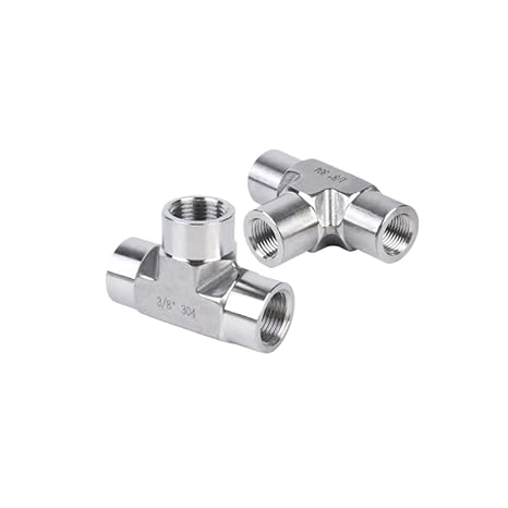 1/8" 1/4" 3/8" 1/2" BSP Female Male Tee 3 Ways 304 Stainless Steel Pipe Fitting Connector Splitter Block High Pressure(Male-Female-Male,3/8")