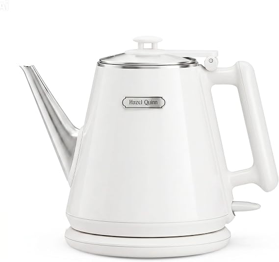 Hazel Quinn Electric Kettle, 1L/34oz Small Tea Kettle - Pearl White