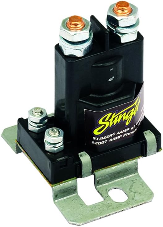 Stinger SGP38 80-AMP Battery Isolator and Relay,BLACK | Protects starting charge while running car audio, automatic switching to auxiliary bank, suits truck RV and marine setups
