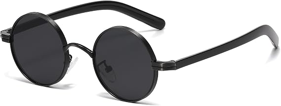 LJCZKA Retro Round Sunglasses for Women Men, Small Round Sunglasses Metal Frame Vintage Circular Shades with UV400 Protection