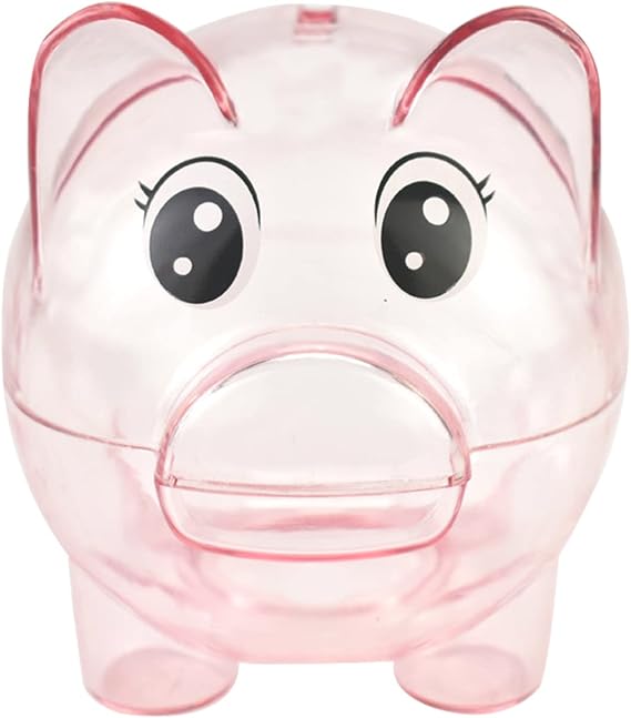 Piggy Bank, Plastic Money Bank, Transparent Money Jar, Coin Bank for Girls and Boys, Gifts for Birthday, Easter, Christmas, Baby Shower