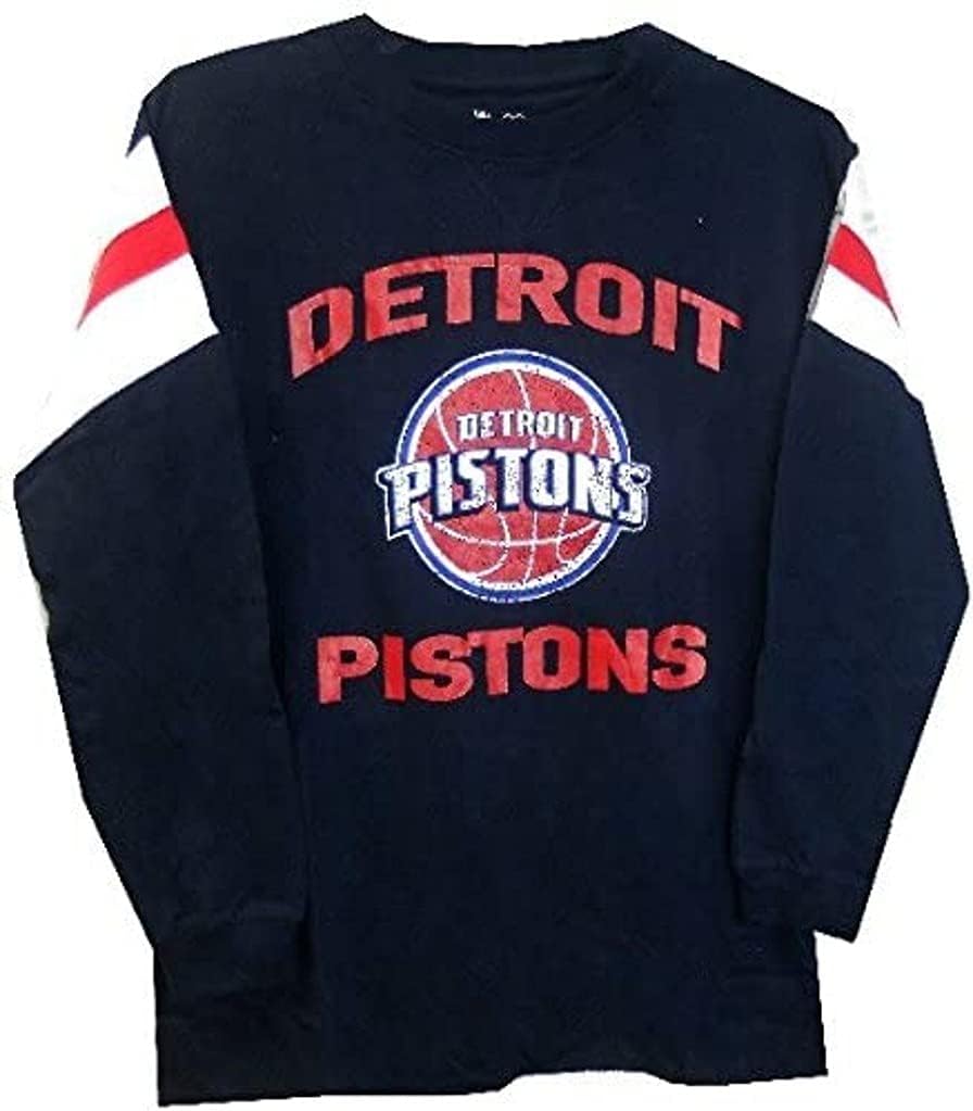 Majestic Detroit Pistons NBA Long Sleeve Jersey T Shirt Navy Blue Youth Sizes
