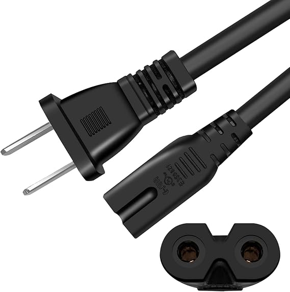 2 Pack AC Universal Power Cord,1ft Power Cable for Camera Battery Chargers,TV, Monitor, Projector, Printer,tv Power Cable Replacement,2 Slot Power Cord,Computer Charger Cable,18 AWG