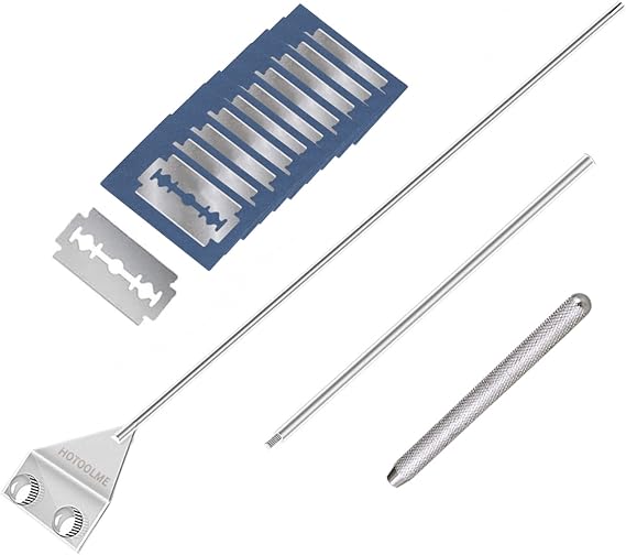 HOTOOLME Aquarium Scraper, 25.6" Stainless Steel Scraper Cleaning Razor with 10 Blades for Glass Aquarium Fish Tank