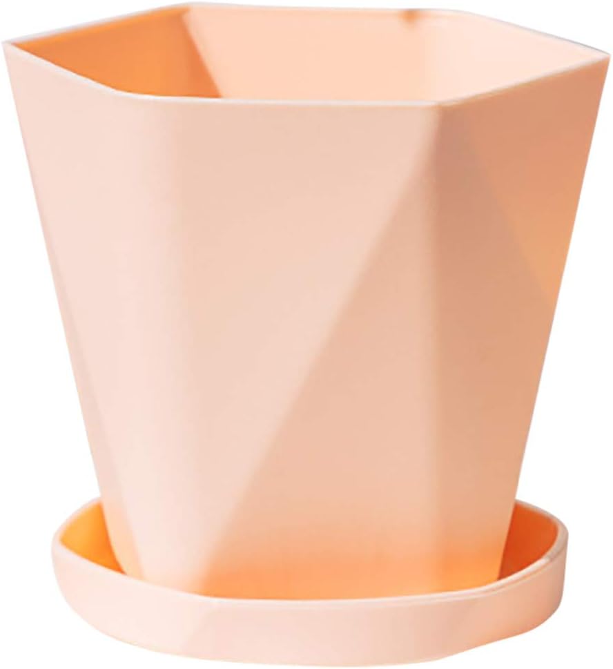 FRAKYEN Plant Pots 7 inches with Drainage Hole and Saucer Indoor Outdoor Flower Pots Geometric Flower Pots for African Violet Orchid Succulent Cactus Plants Decoration for Home Garden Office