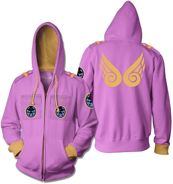 Ripple Junction JoJo's Bizarre Adventure Men's Authentic Full Zip Hooded Sweatshirt w/Chest Pockets Officially Licensed
