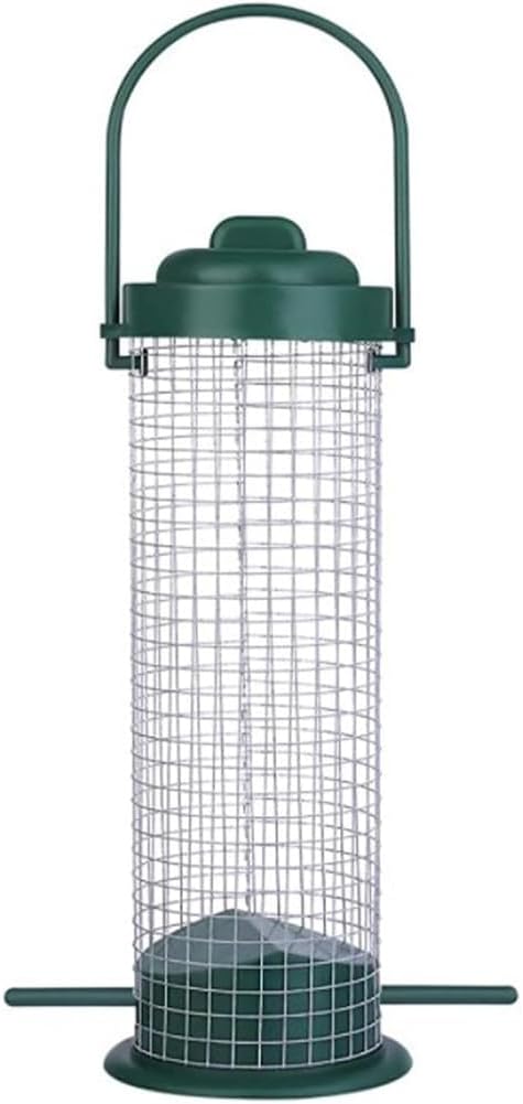 Mesh Suet Ball Hanging Wild Bird Feeder with Perch Tube Metal Bird Feeders for Garden Yard Outdoor