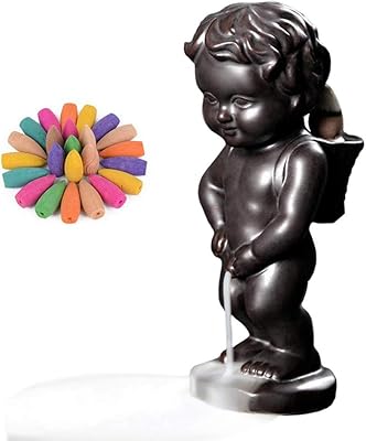 GOLDEAL Peeing Boy Backflow Incense Burner,Waterfall Incense Burner,Incense Holder  20 Free Cones,for Home Decor Aromatherapy Relaxation Gifts.