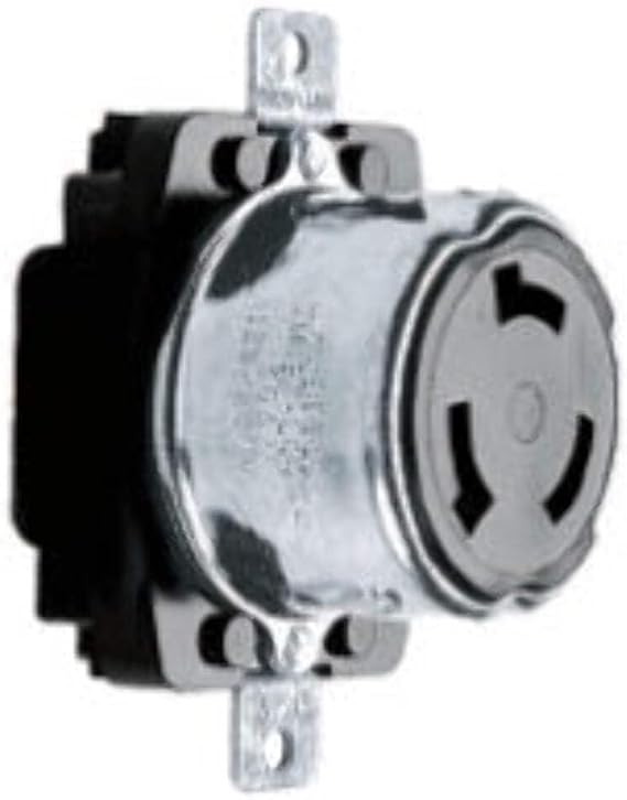 Locking Receptacle, Non-NEMA, 50 A, 125/250V AC, Single Phase, 3 Pole, Flush Mount, Screw Terminals - 1 Each
