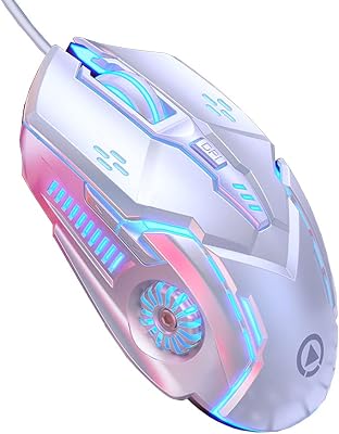 Gaming Mouse Wired, USB Optical Computer Mice with RGB Backlit, 4 Adjustable DPI,Silent Click, Ergonomic Gamer Laptop PC MacBook Mouse, 6 Programmable Buttons for Windows 7810XP Vista Linux MacOS