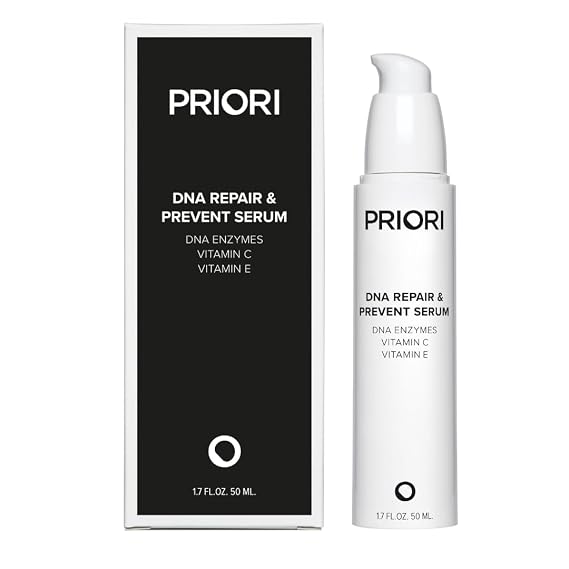 Priori Skincare DNA Repair and Prevent Serum, Correcting Age Defying Day & Night Face Treatment Free Radical Protection Beauty Boost Intense Hydration Oil & Fragrance Free 1.7 fl oz