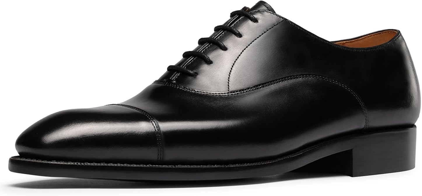 Mens Oxfords Cap Toe Calf Leather Dress Shoes for Wedding,Formal