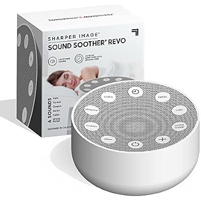 Sharper Image White Noise Sound Machine, Sleep Sounds to Support Restful Sleep, Meditation & Relaxation Naps, 6 Soothing Nature Soundscapes for Baby, Kids & Adults, Portable for Home & Travel