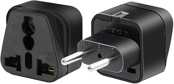 2 pcs European Standard Plug Travel Adapter,EU Plug 2 pin to 3 Hole a Variety of National Socket Travel Conversion Plugs,2 Prong Plug to 3 Hole Socket for AUS/US/UK,Travel Converter (Black)