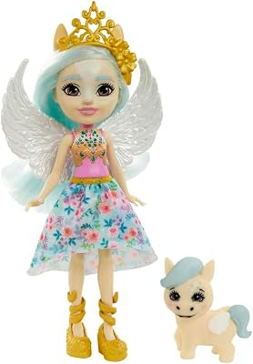 Enchantimals Paolina Pegasus Doll 6-in15.2-cm & Wingley Animal Friend Figure from Royals Collection, Small Doll with Removable Skirt and Accessories, Great Gift for 3 to 8 Year Old Kids