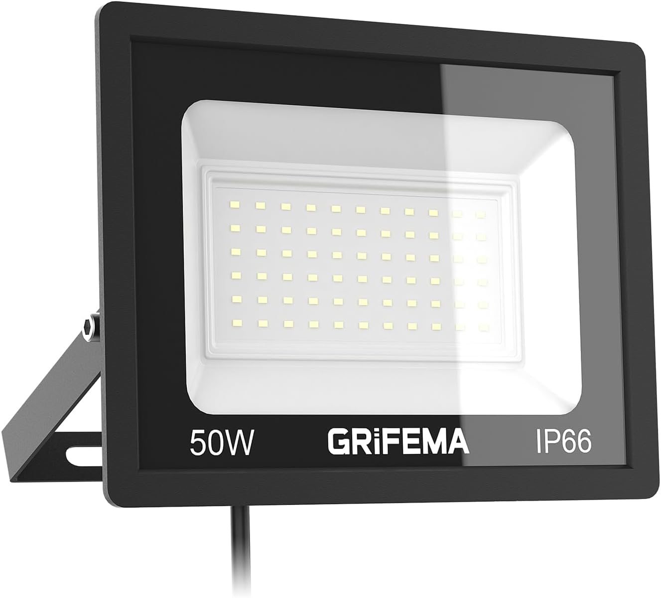 GRIFEMA 50W LED Floodlight Outdoor, 5500LM, 66 LED Security Lights, Waterproof IP66, Daylight White LED Outdoor Lights for Garden, Backyard GD401-5 [Without Sensor]