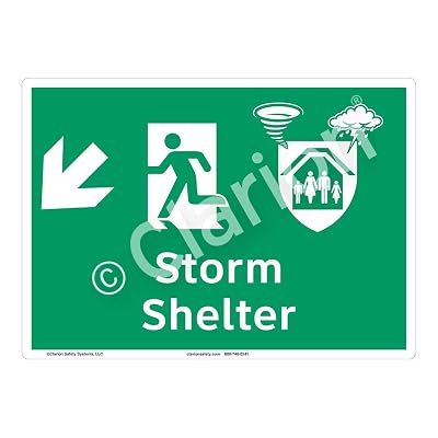Storm Shelter Sign F1303-|Weatherable Polyester 18 X 12 Self Adhesive Back|ANSI Signs|Sign for Public Buildings