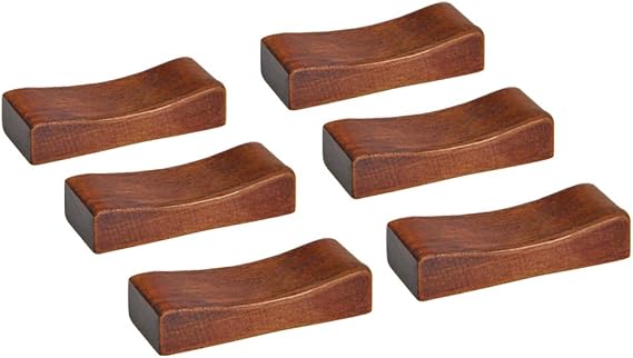 Handcrafted Wooden Chopsticks Rest or Dinner Spoon Stand Fork and Knife Holder Home Decor Set of 6,Concave Shape