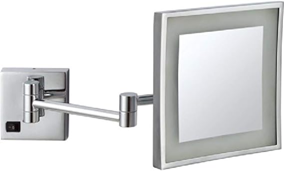 Nameeks AR7701-CR-5x Glimmer Square Wall Mounted LED 5x Magnification Makeup Mirror, Chrome, 8 Inch