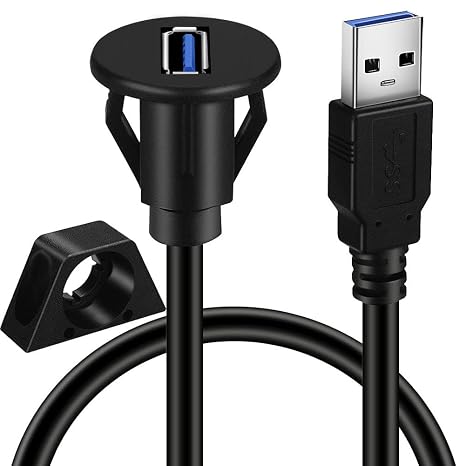 Small USB 3.0 Male to Female Car AUX Mount Flush Panel Extension Cable for Car Truck Boat Motorcycle Dashboard 6ft