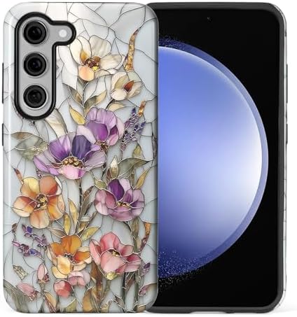 CARLOCA Case for Samsung Galaxy S23 Plus,Vintage Botanical Mosaic Flowers Design- Hybrid Dual Protection Soft TPU + Hard PC, Shockproof & Anti-Scratch Cover Men Women Stylish Protective Phone Case