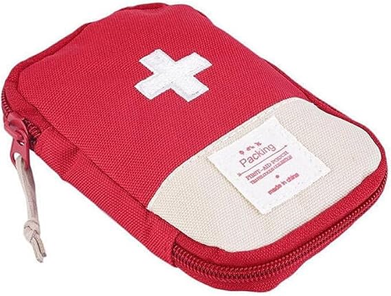 Red Portable Mini First Aid Pouch,Outdoor Camping Home Survival First Aid Kit Bag Bandages and Bandaging Supplies
